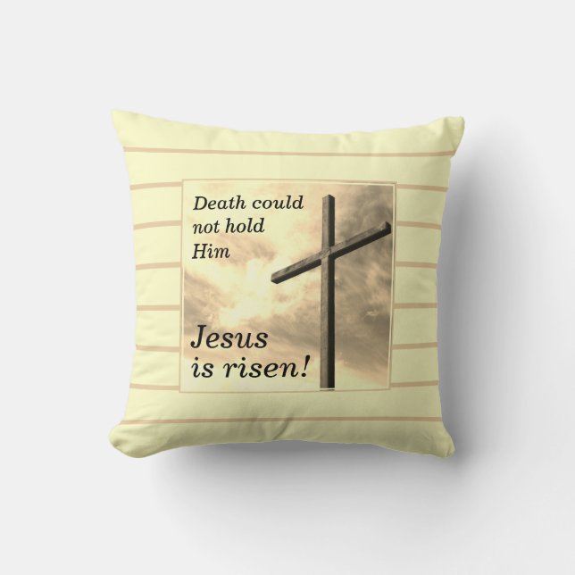 JESUS ÄR RISEN Anpassade Cream Christian Påsk Kudde (Framsida)