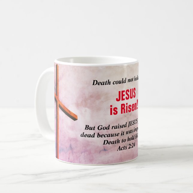 JESUS ÄR RISEN Christian Påsk Kaffemugg (Framsida vänster)