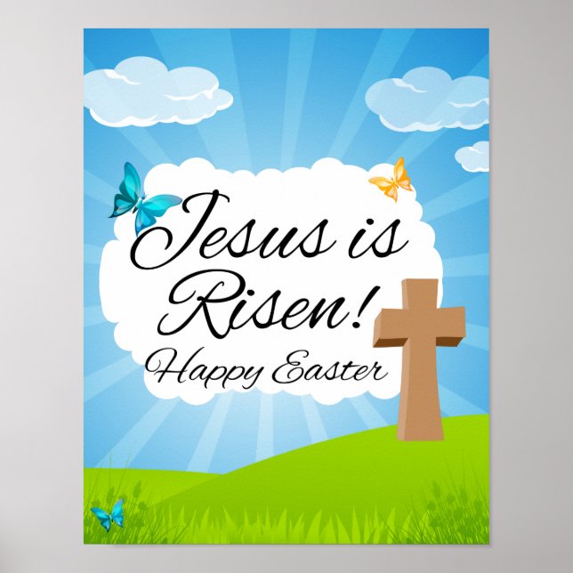 Jesus är Risen, Christian Påsk Poster (Framsidan)