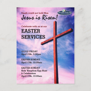 Jesus är Risen PÅSK CHURCH SERVICES Customized I Inbjudan Vykort