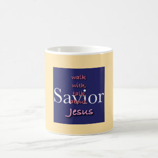 Jesus är Savior Blek Gult Christian Coffee Mugg