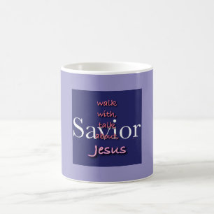 Jesus är Savior Blek Lavender Coffee Mugg