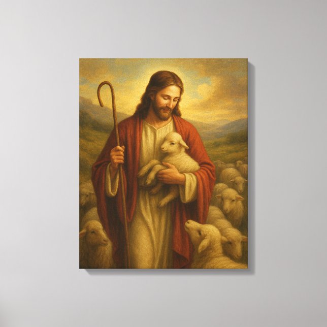 Jesus är Shephard #3™ LDS Wall Art Canvas (Framsida)