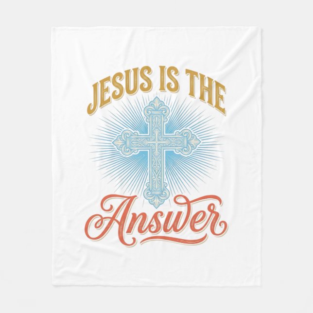 Jesus Är Svaret Kristet Kors Vektor Design_ Fleecefilt (Framsidan)