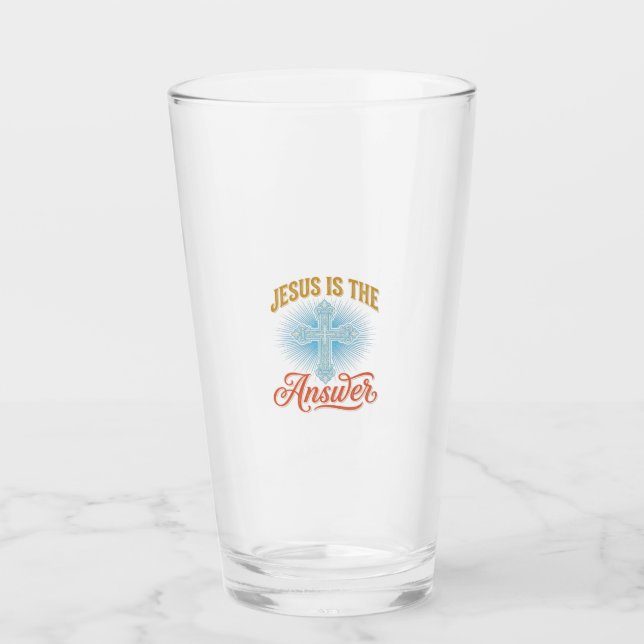 Jesus Är Svaret Kristet Kors Vektor Design_ Glaskopp (Framsida)