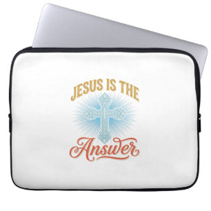Jesus Är Svaret Kristet Kors Vektor Design_ Laptop Fodral