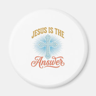 Jesus Är Svaret Kristet Kors Vektor Design_ Magnet