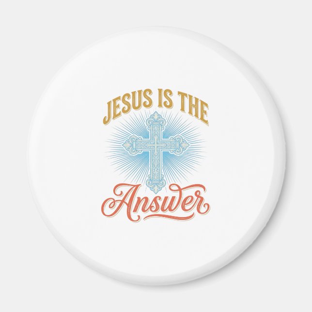 Jesus Är Svaret Kristet Kors Vektor Design_ Magnet (Framsidan)
