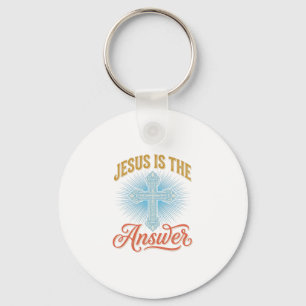 Jesus Är Svaret Kristet Kors Vektor Design_ Nyckelring