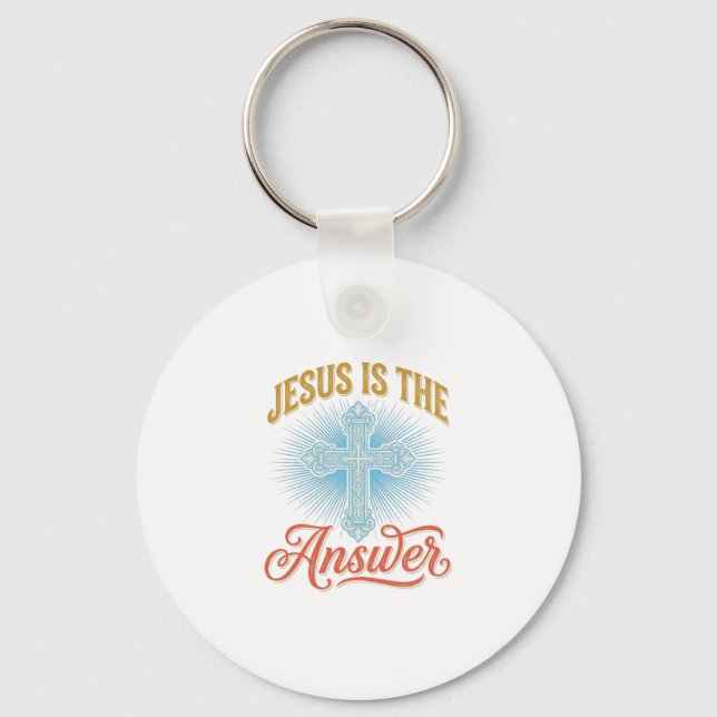 Jesus Är Svaret Kristet Kors Vektor Design_ Nyckelring (Framsida)