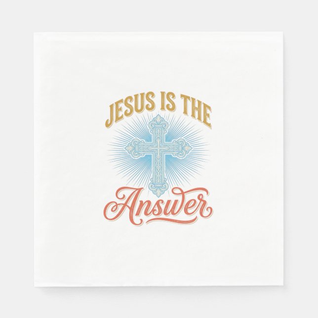 Jesus Är Svaret Kristet Kors Vektor Design_ Pappersservett (Framsidan)