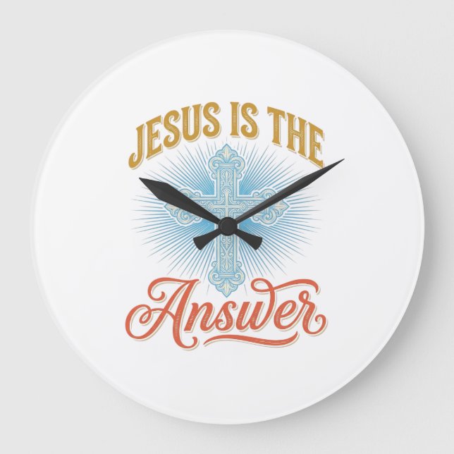 Jesus Är Svaret Kristet Kors Vektor Design_ Stor Klocka (Framsida)