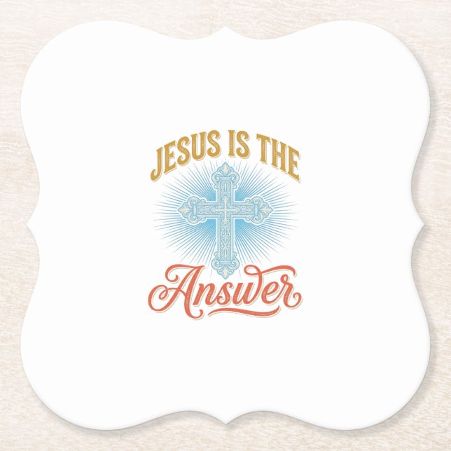 Jesus Är Svaret Kristet Kors Vektor Design_ Underlägg Papper (Framsida)