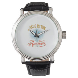 Jesus Är Svaret Kristet Kors Vektordesign_ Armbandsur