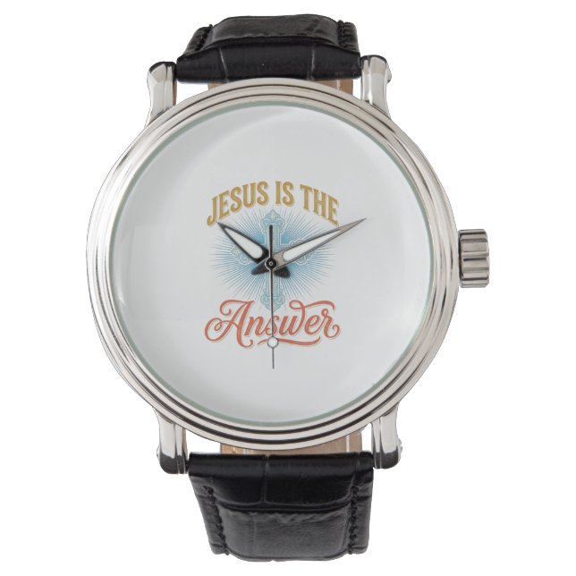 Jesus Är Svaret Kristet Kors Vektordesign_ Armbandsur (Framsida)