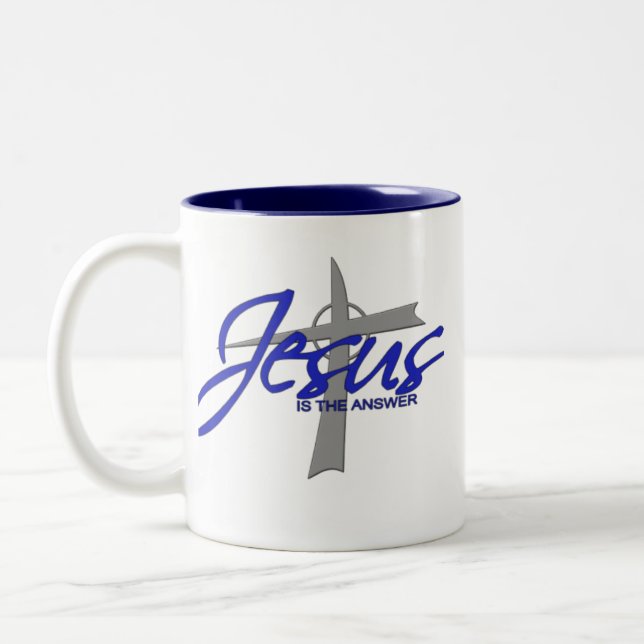 Jesus är svaret Två-Tonad mugg (Vänster)