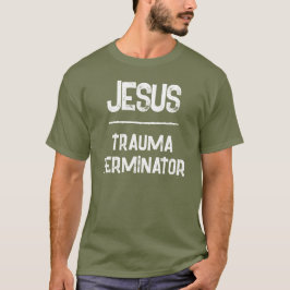 Jesus är Trauma Terminator QR-kodskrifter T Shirt