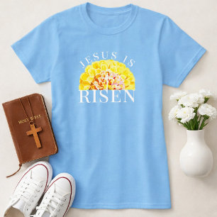 Jesus är Uppstånden Blommig Kristi Påsk T Shirt