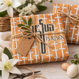Jesus Är Uppstånden _retro orange kors Påsk Presentpapper