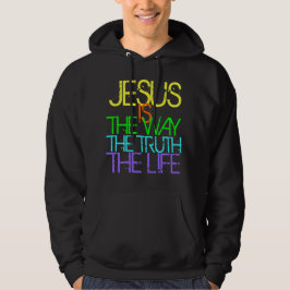 Jesus är vägen, sanningen, livets kristna tröja med luva