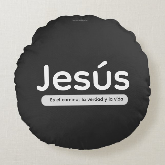 Jesus är vägen, sanningen och livet rund kudde (Framsidan)