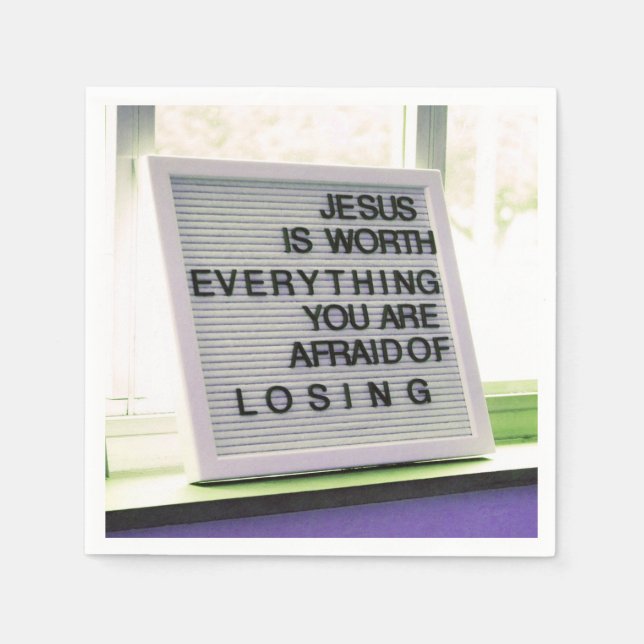 Jesus är värd allt kristen signatur pappersservett (Framsidan)