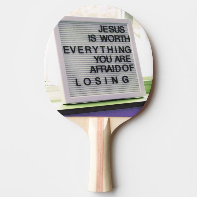 Jesus är värd allt kristen signatur pingisracket (Framsidan)