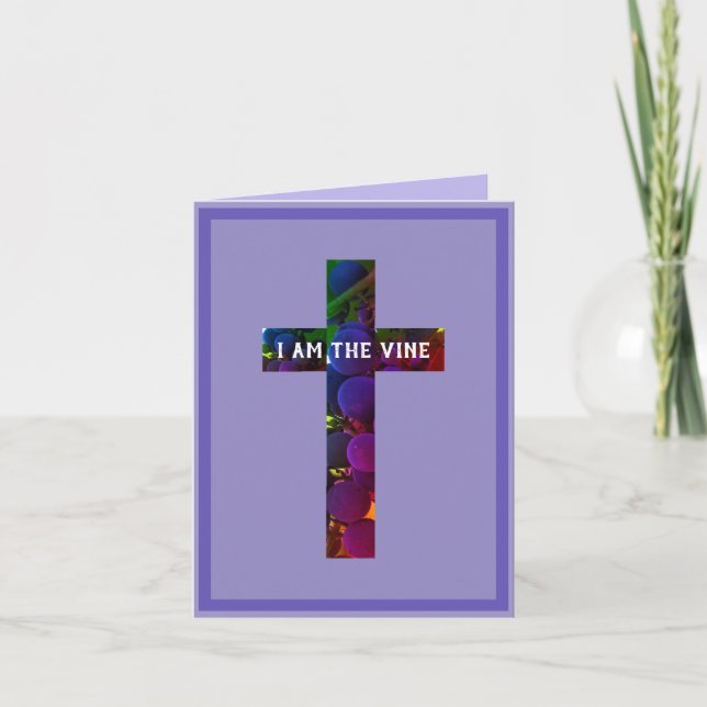Jesus är Vine Kor och Grapes bible Verse Kort (Framsida)
