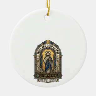 Jesus Art Deco Gospel Jesus Art Deco Kristna Tro Julgransprydnad Keramik