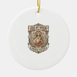 Jesus Art Nouveau Helig Affisch Jesus Art Nouveau  Julgransprydnad Keramik