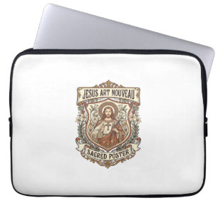 Jesus Art Nouveau Helig Affisch Jesus Art Nouveau  Laptop Fodral