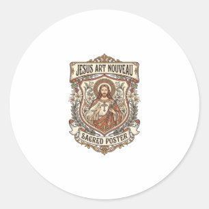Jesus Art Nouveau Helig Affisch Jesus Art Nouveau Runt Klistermärke