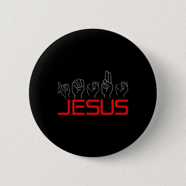 Jesus ASL American Sign Language Christian Döv Aw Knapp (Framsida)