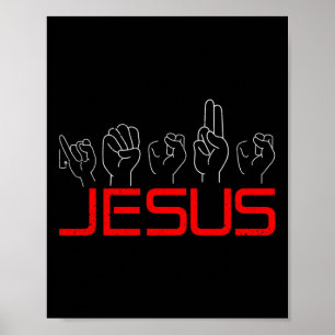 Jesus ASL American Sign Language Christian Döv Aw Poster