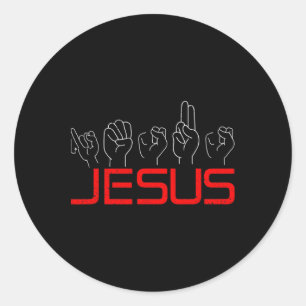 Jesus ASL amerikanskt teckenspråk kristen döv medv Runt Klistermärke