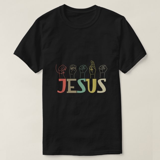 Jesus ASL Christian Döv DHH ASL Teacher Sign Lang T Shirt (Design framsida)