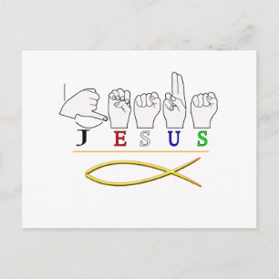 JESUS ASL FINGER SPELLED SIGN FÄRGER VYKORT