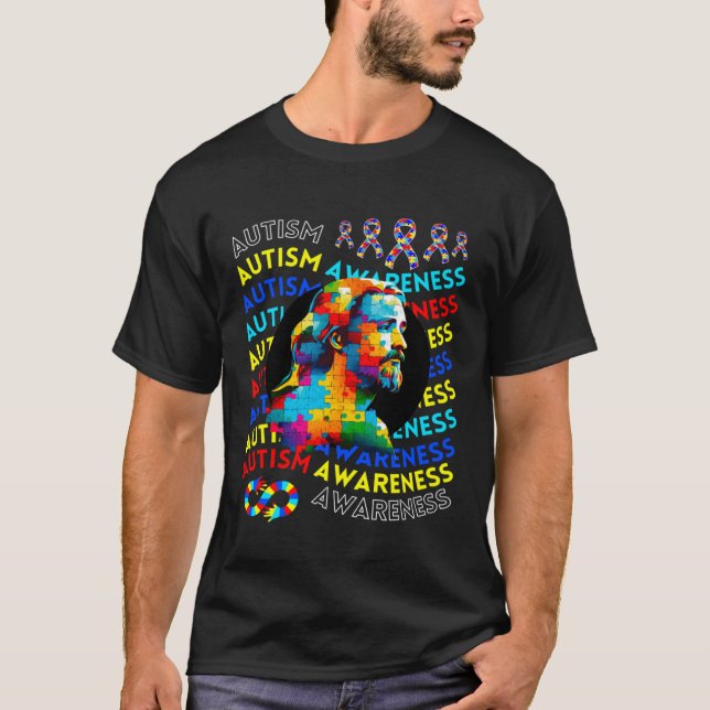 Jesus Autism Awareness Navigating Autism Autism Lo T Shirt (Framsida)