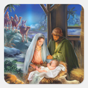 Jesus av Bethlehem Fyrkantigt Klistermärke