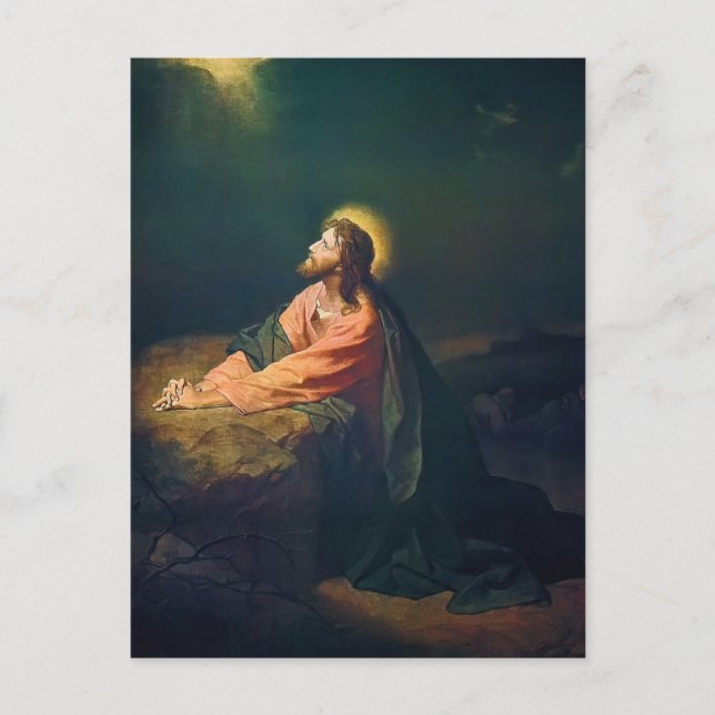 Jesus badar i Getsemane trädgården  Vykort (Framsida)