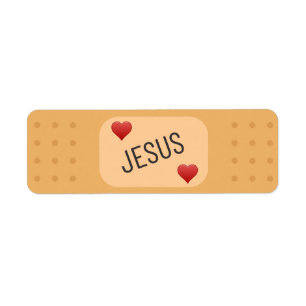 Jesus bandaid, Jesus botar sår Returadress Etikett