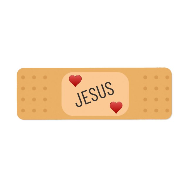 Jesus bandaid, Jesus botar sår Returadress Etikett (Framsidan)