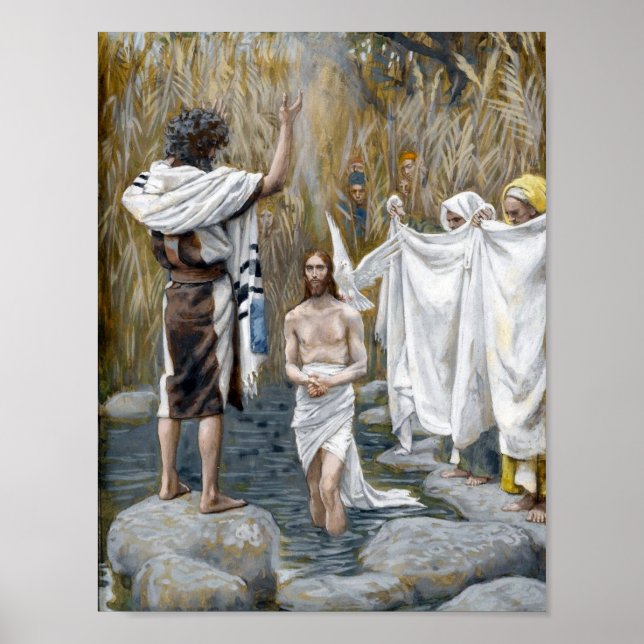 "Jesus baptism" - av James Tissot Poster (Framsidan)