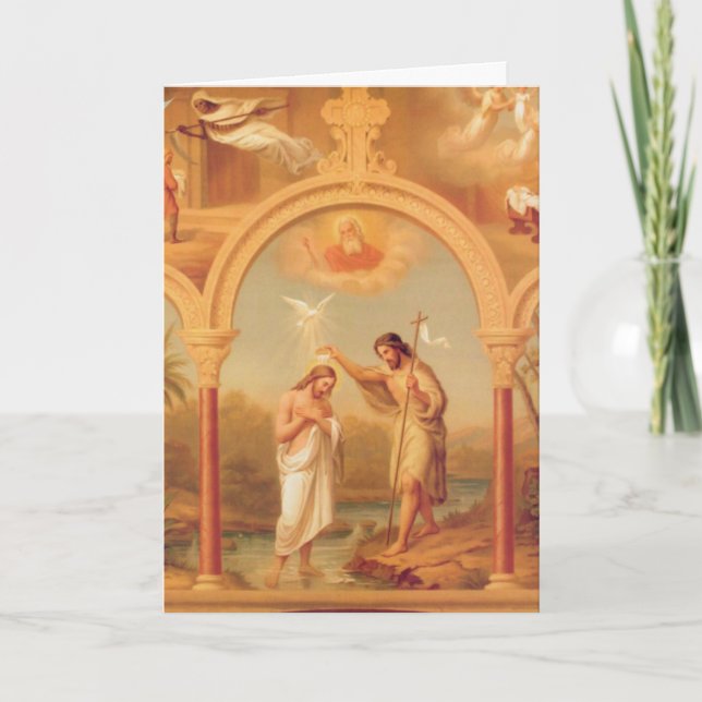 Jesus Baptism av Johannes Religiösan Baptist Inbjudan (Framsida)
