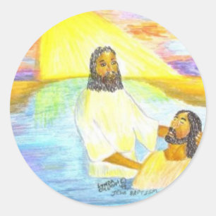 Jesus baptism runt klistermärke