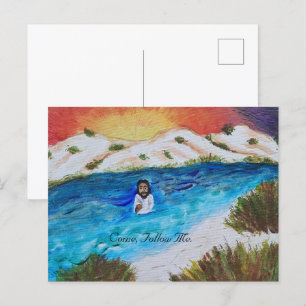 Jesus Baptism Scripture Card Vykort