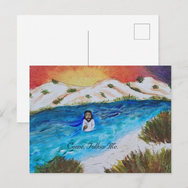 Jesus Baptism Scripture Card Vykort (Fram/baksida)
