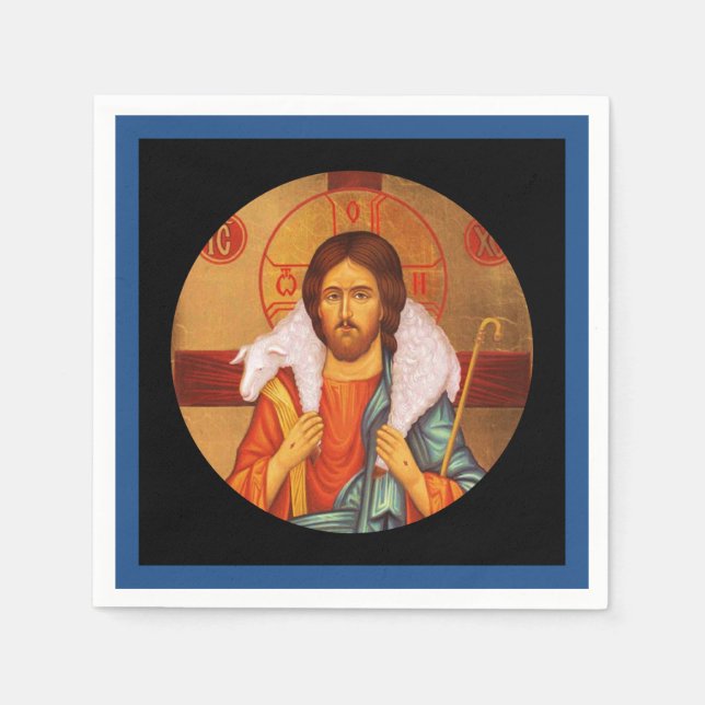 Jesus bär Borttappad Sheep Icon Pappersservett (Framsidan)