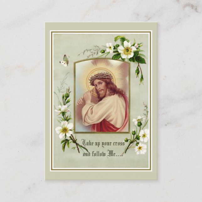 Jesus bär Kor Prayer Religiösa Heliga Card Visitkort (Framsida)