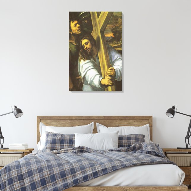Jesus bär kor Wrapped Canvas (Insitu (sovrum))